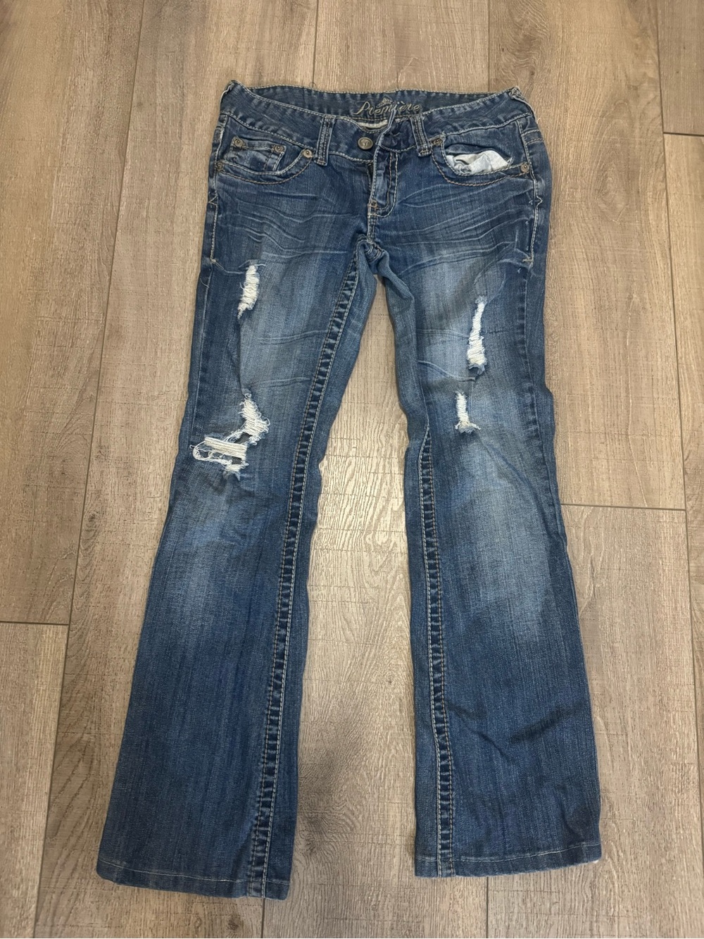 Premiere Denim by rue21 Distressed Blue Flare Jeans